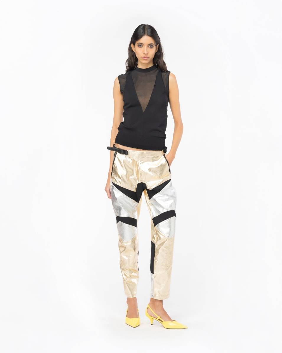 Pinko Bikerhose Metallic Preisnachlass