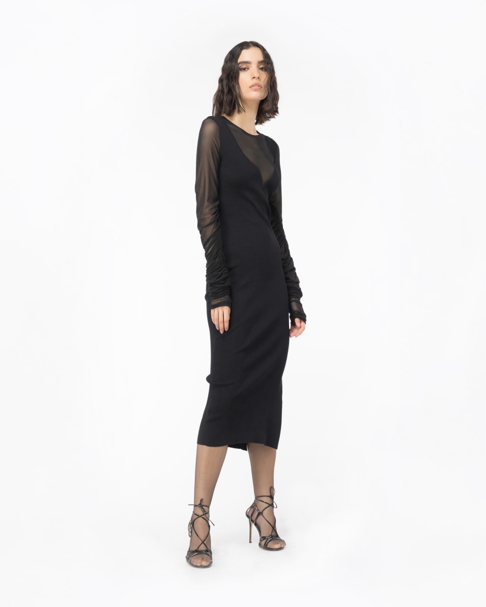 Pinko Langes Kleid aus Strick und Tüll Super Rabatt