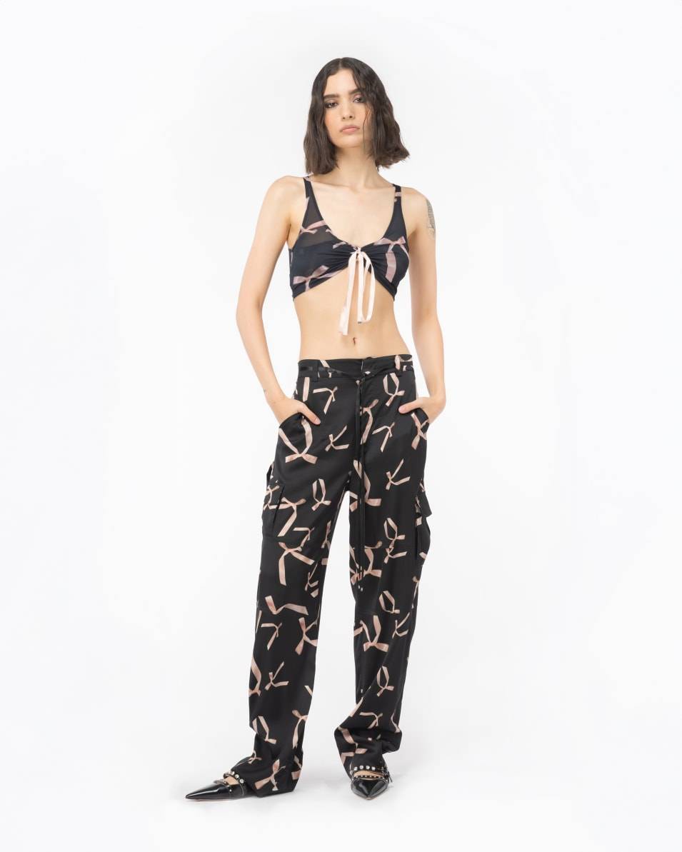 Pinko Crop-Top mit Schleifchen-Print Reimagine PINKO by Patrick McDowell Kostenloser Versand international