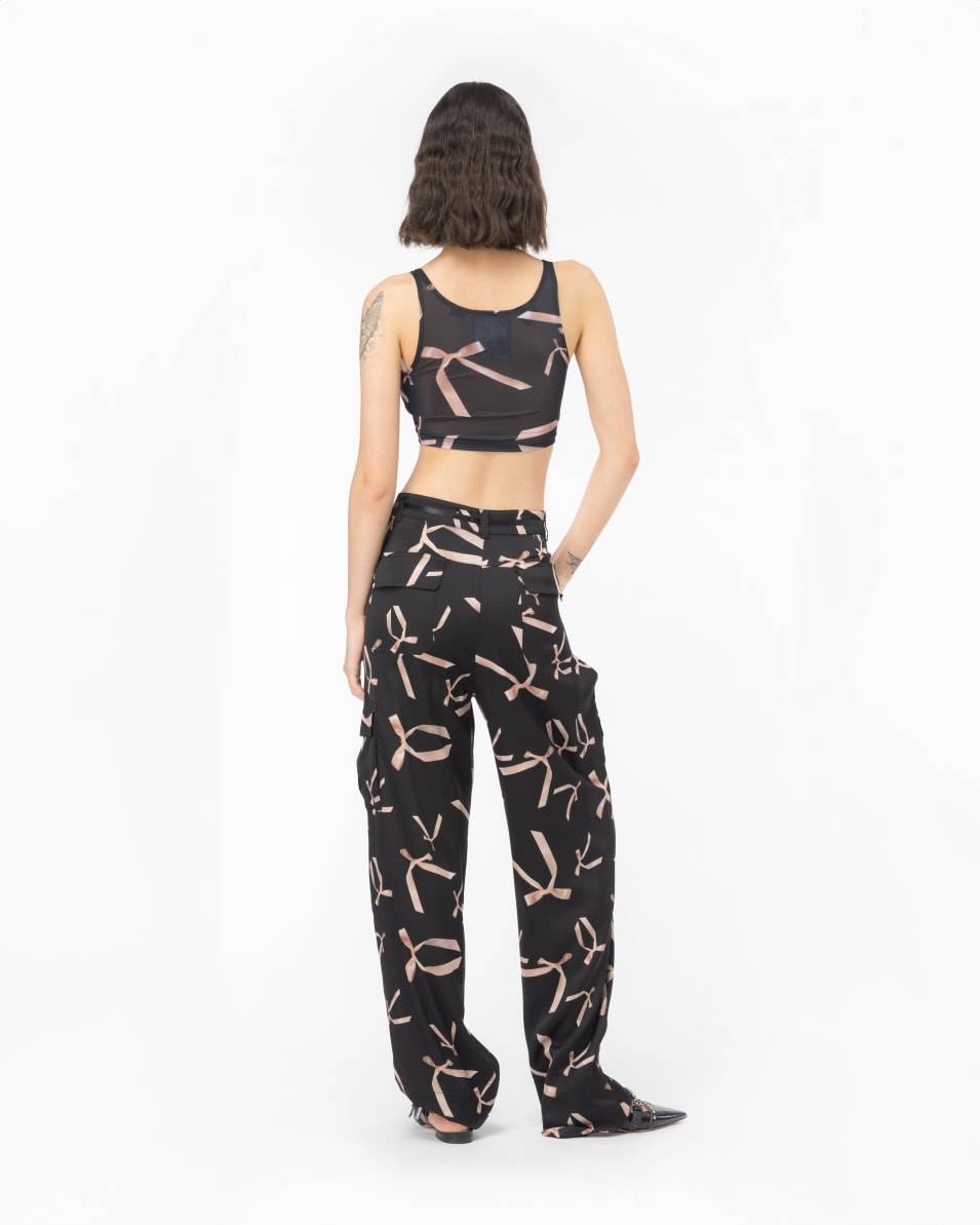 Pinko Crop-Top mit Schleifchen-Print Reimagine PINKO by Patrick McDowell Kostenloser Versand international