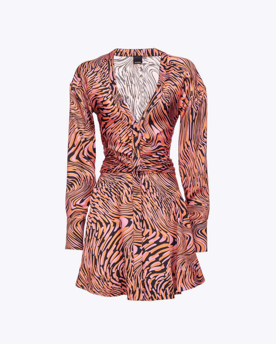 Pinko Minikleid Satin verzerrter Print Begrenzt auf 3 Tage