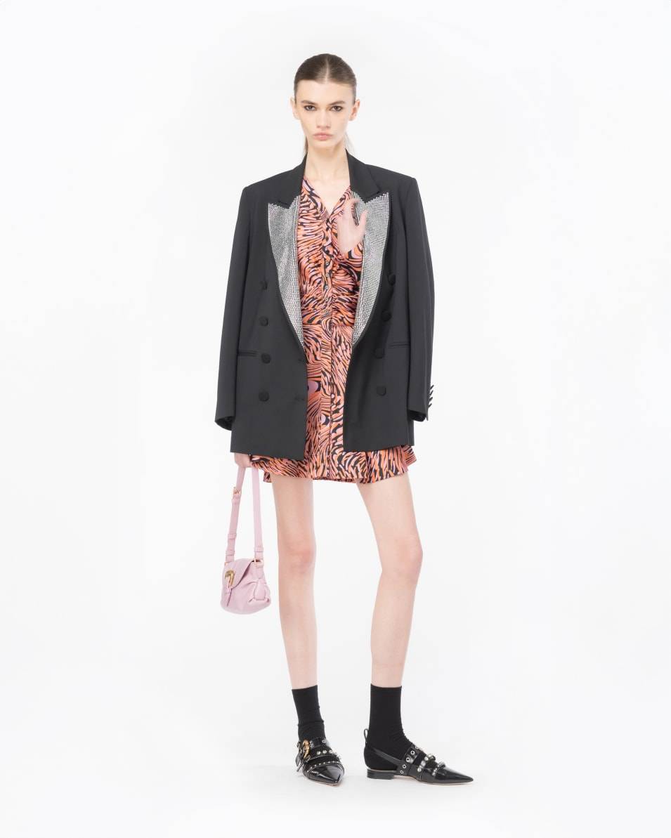 Pinko Minikleid Satin verzerrter Print Begrenzt auf 3 Tage
