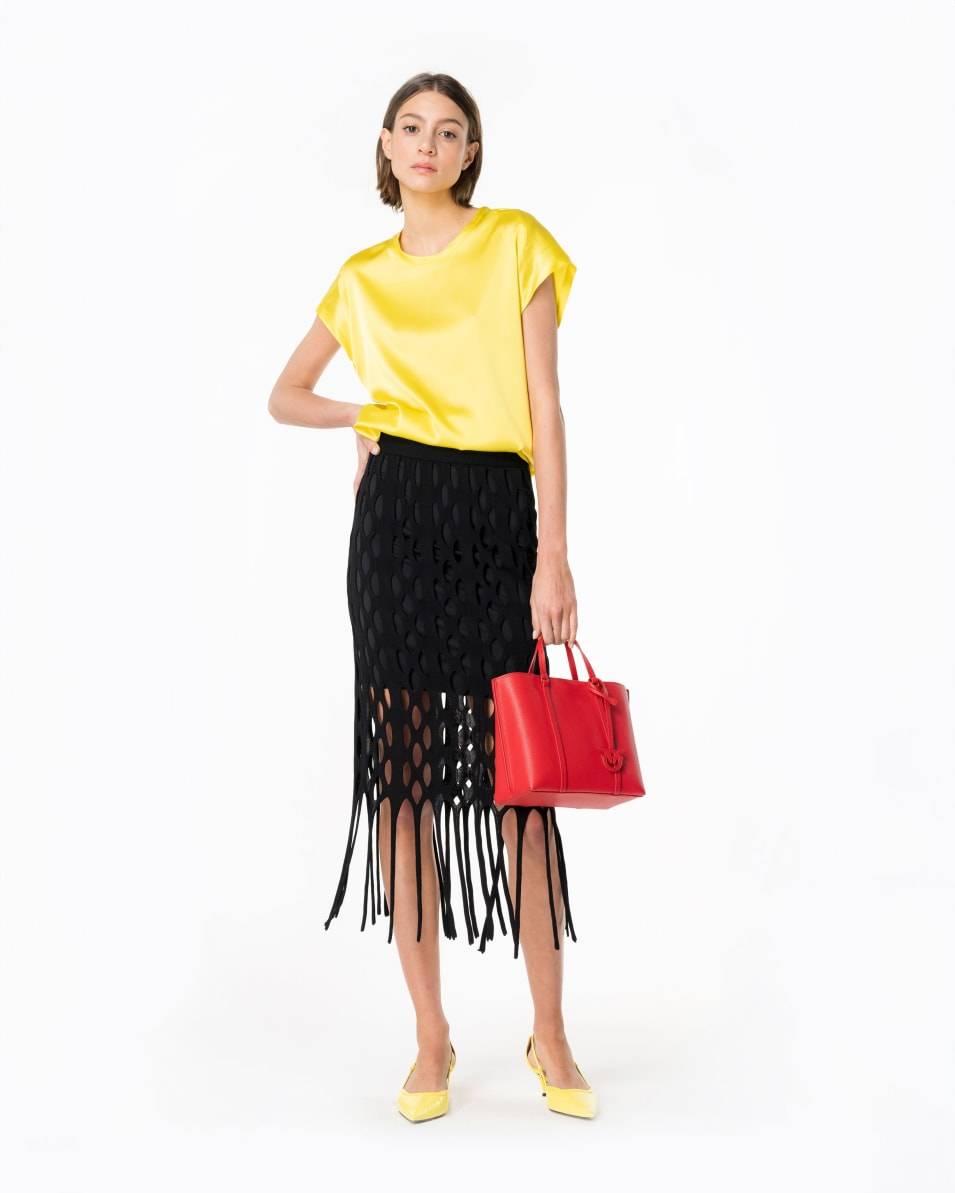 Pinko Kurzarmbluse aus Stretch-Satin Black Friday Preise