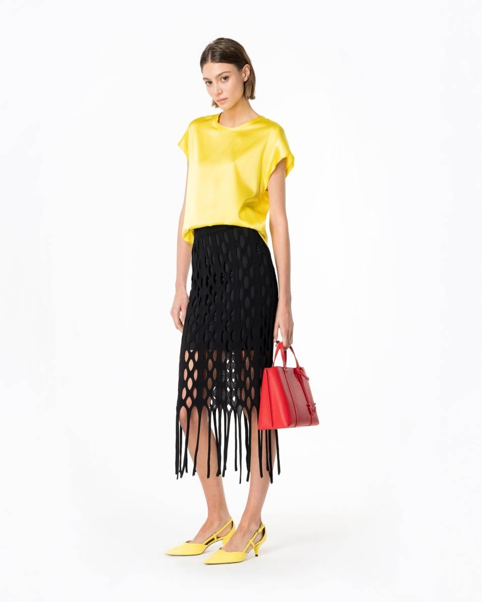 Pinko Kurzarmbluse aus Stretch-Satin Black Friday Preise