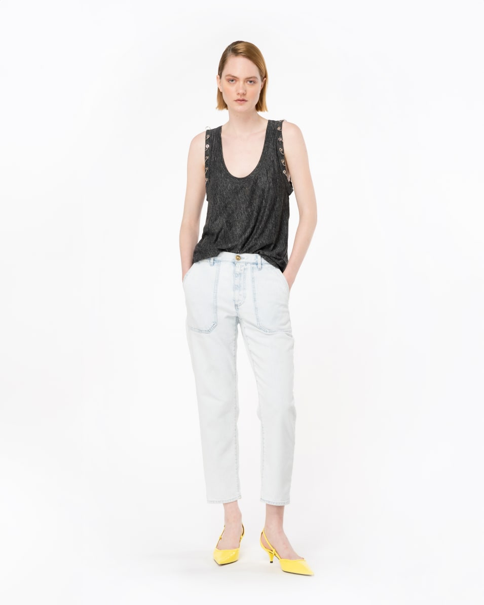 Pinko Tanktop aus Leinen mit Piercing-Konturen Outlet