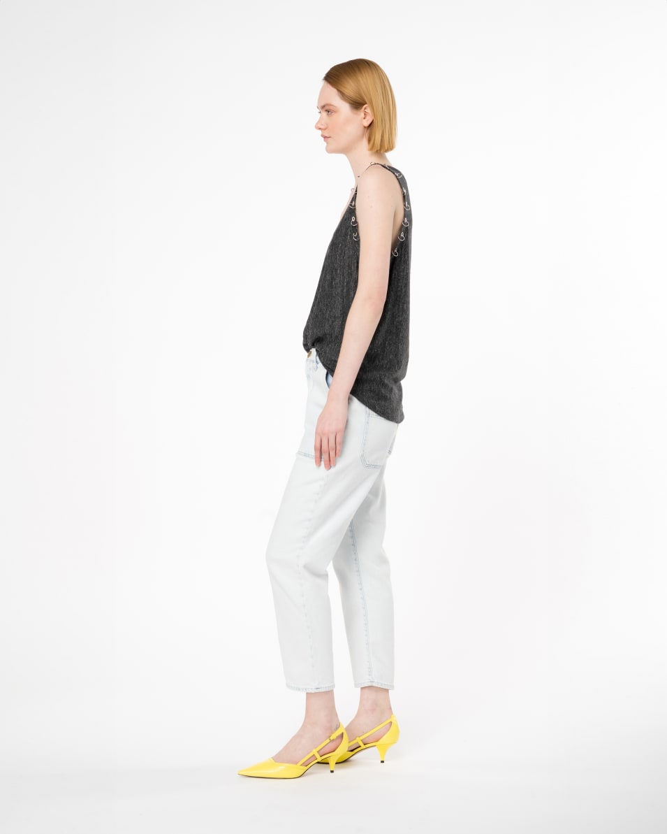 Pinko Tanktop aus Leinen mit Piercing-Konturen Outlet