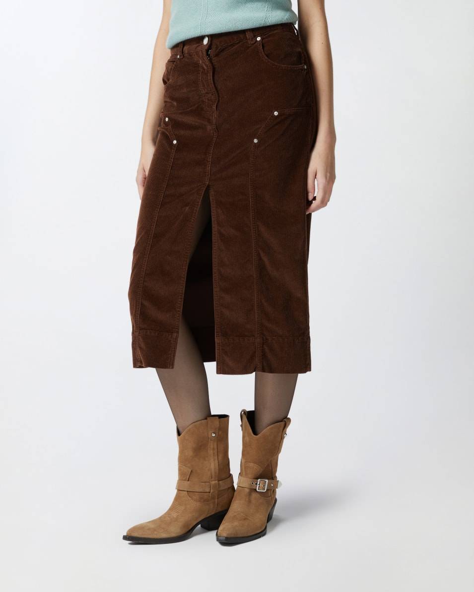 Pinko Cord-Midirock mit Schlitz Blitzverkäufe