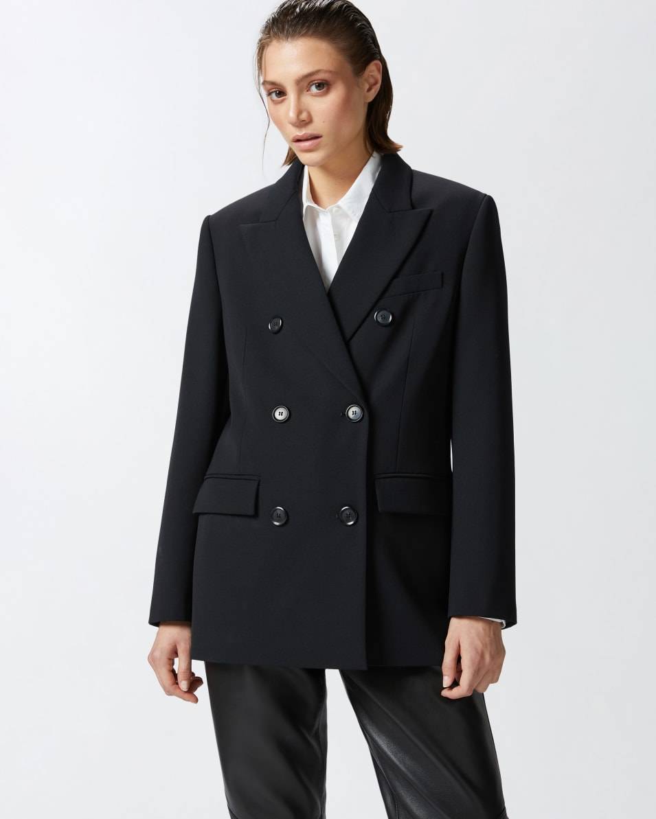 Pinko Zweireihiger Oversize-Blazer aus Wollmix-Twill Fabrikpreis