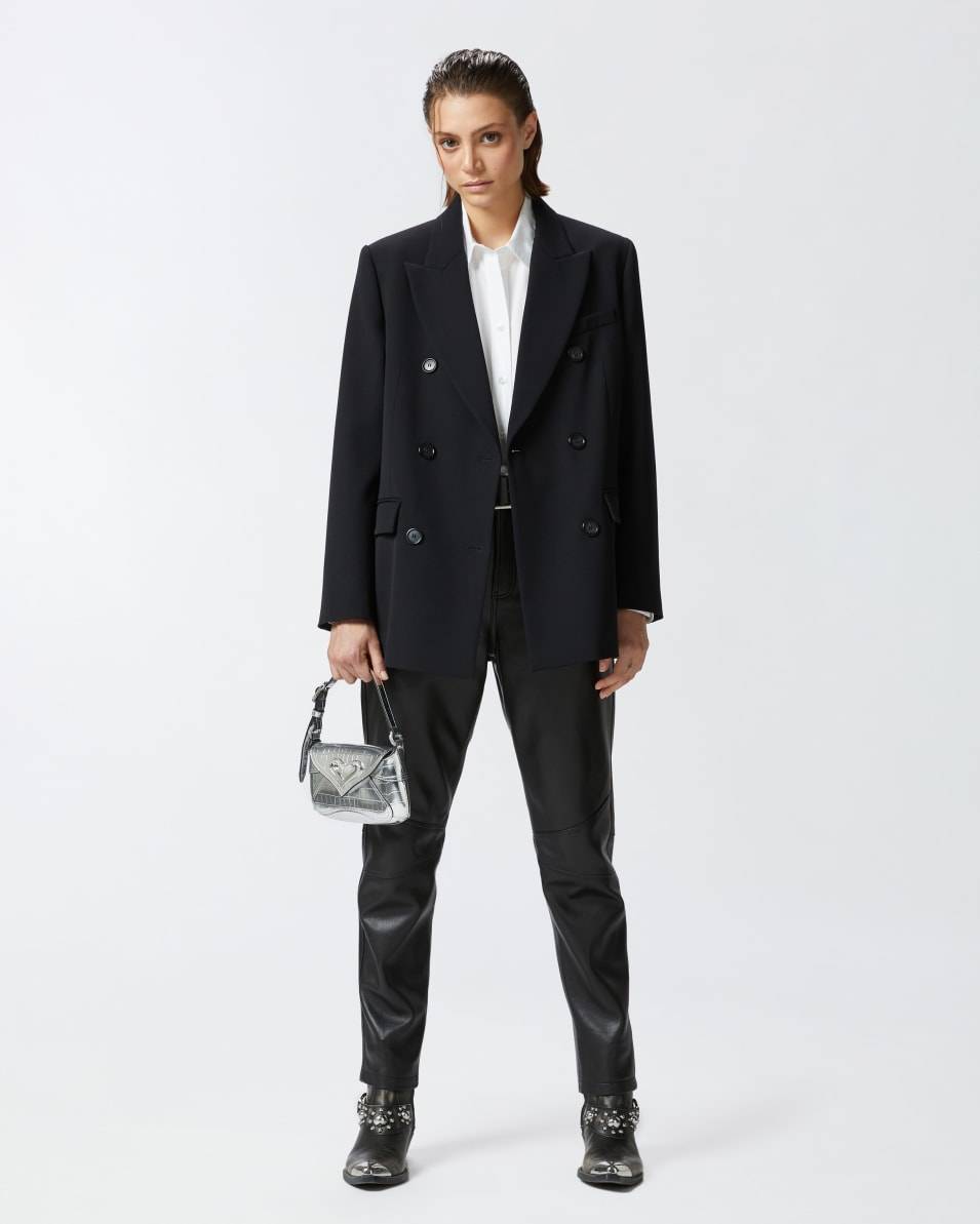 Pinko Zweireihiger Oversize-Blazer aus Wollmix-Twill Fabrikpreis