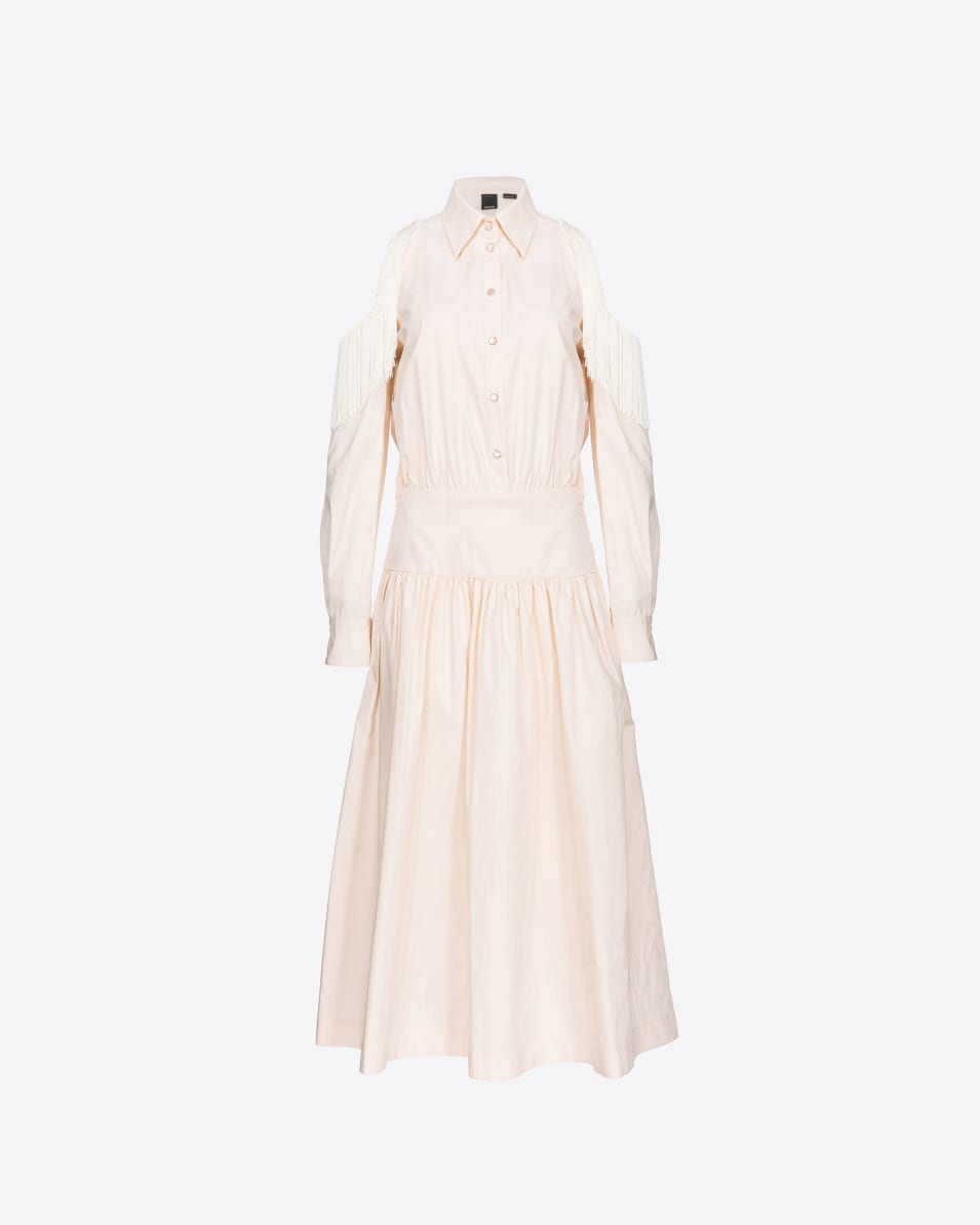 Pinko Schulterfreies Hemdblusenkleid mit Fransen Online Outlet