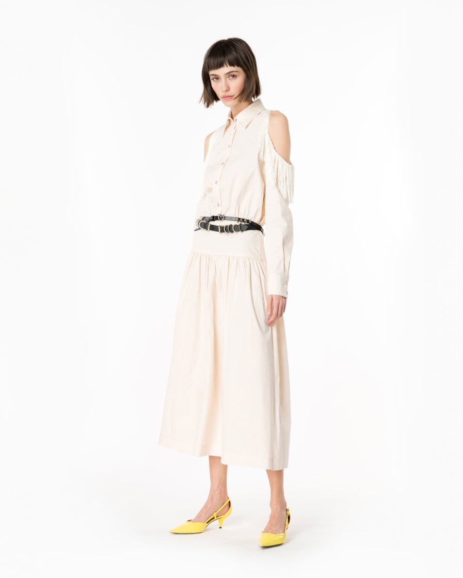 Pinko Schulterfreies Hemdblusenkleid mit Fransen Online Outlet