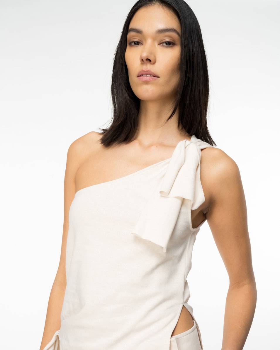 Pinko One-Shoulder-Top Baumwolle und Leinen Große Rabatte