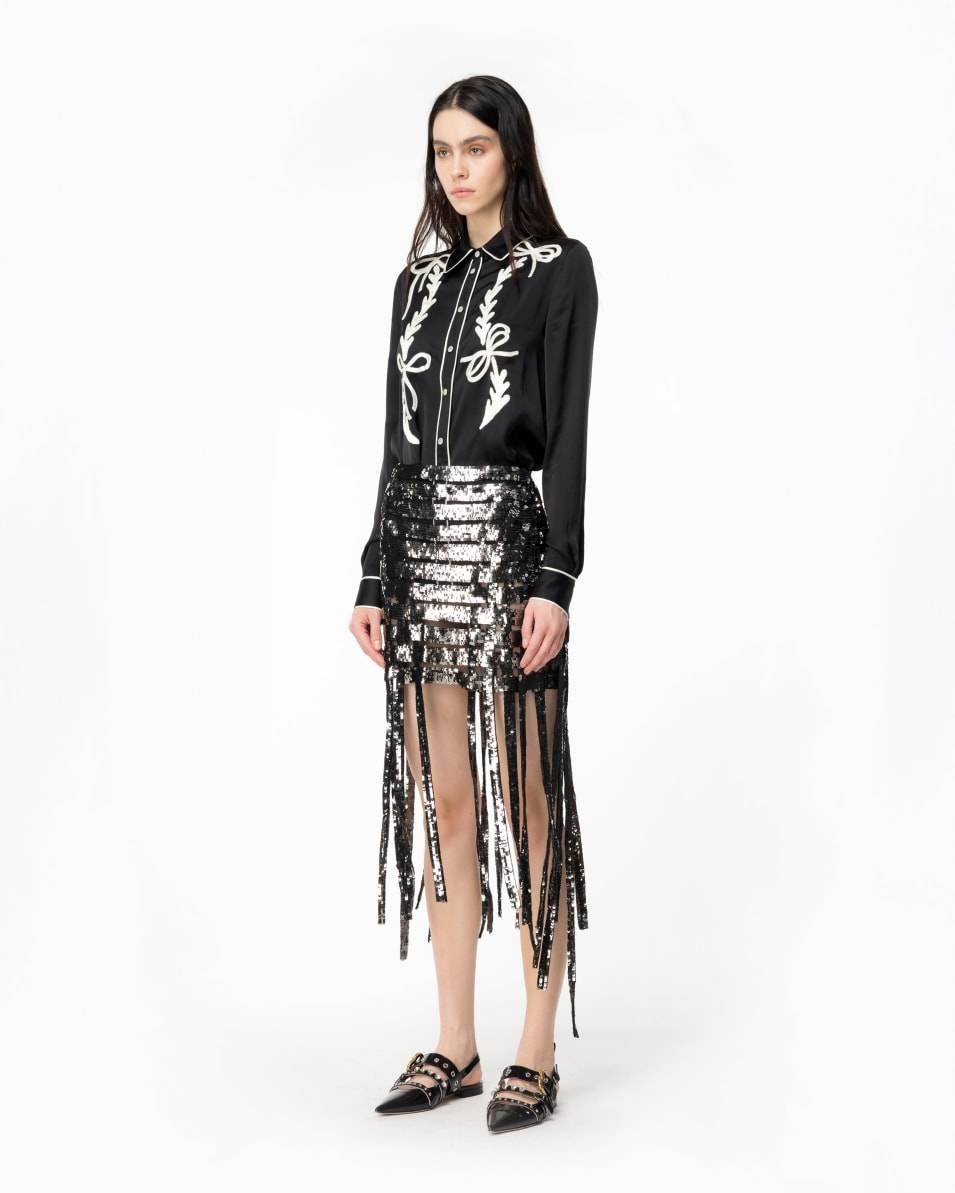 Pinko Satinbluse Rodeo-Stickerei Saisonale Angebote