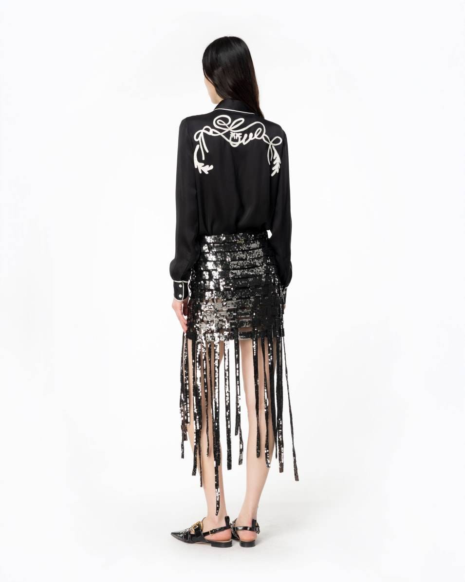 Pinko Satinbluse Rodeo-Stickerei Saisonale Angebote