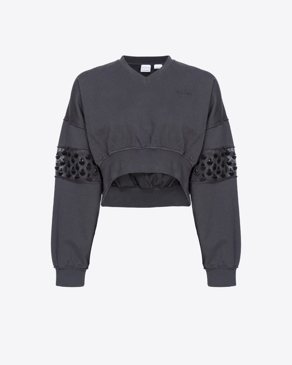 Pinko Kurzes Sweatshirt mit Handstickerei Räumungsverkauf