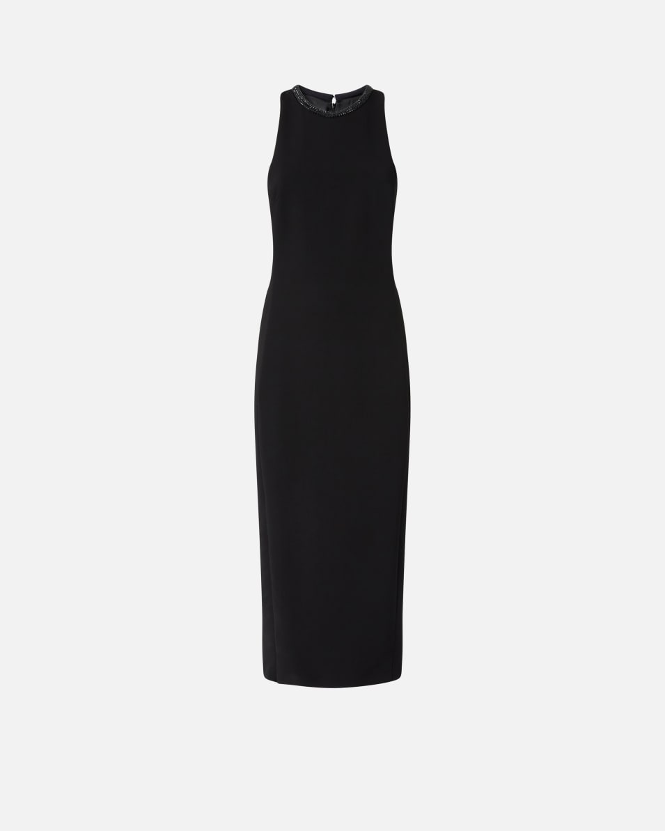 Pinko Schwarzes Schlauchkleid mit strassbesetztem Ausschnitt Wochenangebot