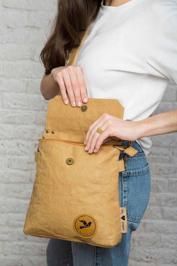 Papero NEU PAPERO Umhängetasche aus Kraftpapier PHEASENT reißfest, wasserfest, vegan, nachhaltig Exklusivangebot