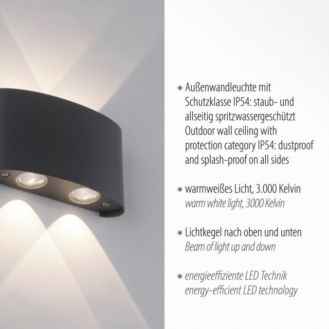 Paul Neuhaus LED Wandlampe 4 flammig anthrazit farbig Außenlampe Innenlampe dekorativ Großer Ausverkauf