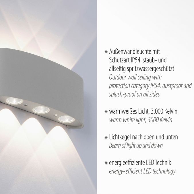 Paul Neuhaus LED-Wandleuchte, silberfarben, halbrund, 6-flammig, warmweiße Lichtfarbe Online Shopping