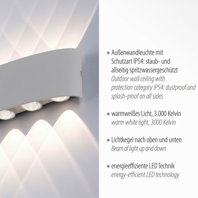 Paul Neuhaus LED-Wandleuchte, silberfarben, ovale Form, warmweiße Lichtfarbe, modern Saisonschlussverkauf