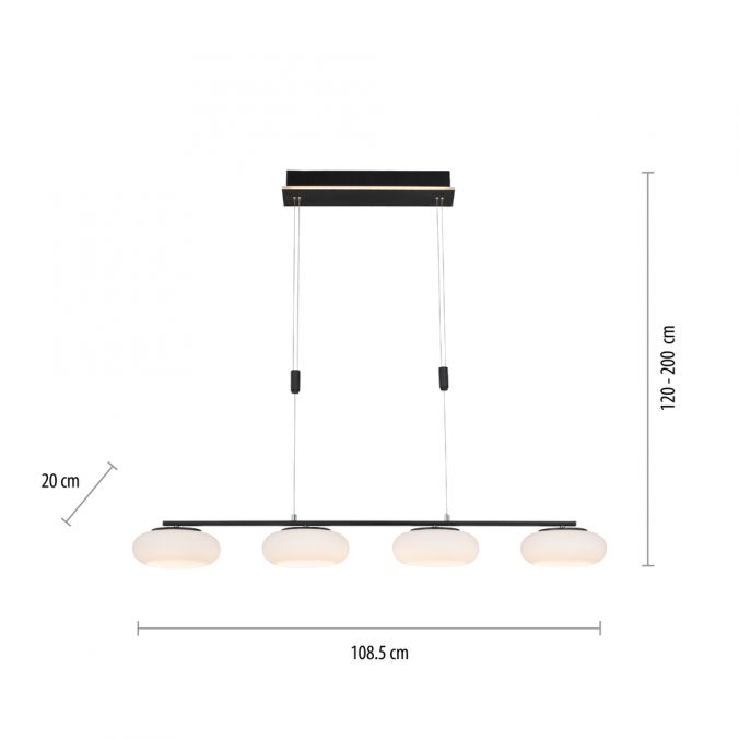 Paul Neuhaus Paul Neuhaus Q ETIENNE Pendelleuchte Smart Home schwarz länglich 4 flammig Zeitlich begrenztes Angebot