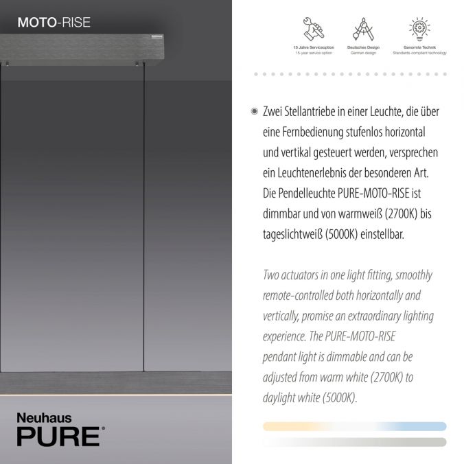 Paul Neuhaus Paul Neuhaus LED Pendelleuchte PURE-MOTO-RISE grau elektrisch Touch Räumungsverkauf