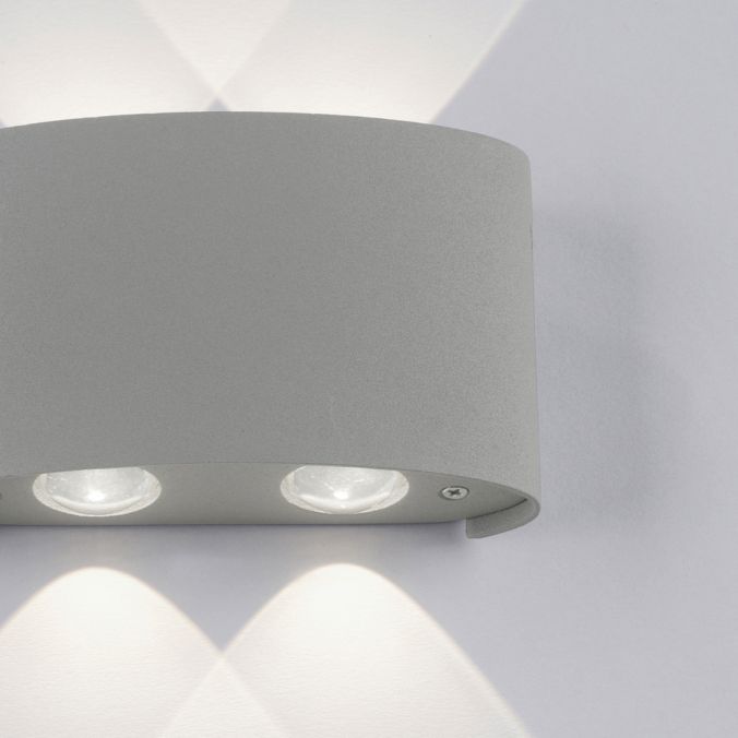 Paul Neuhaus LED-Wandleuchte, Außenleuchte, silber, halbrund, 4flg, warmweiß, Up+Down, IP54 JETZT KAUFEN