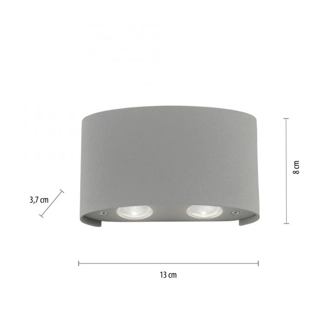 Paul Neuhaus LED-Wandleuchte, Außenleuchte, silber, halbrund, 4flg, warmweiß, Up+Down, IP54 JETZT KAUFEN