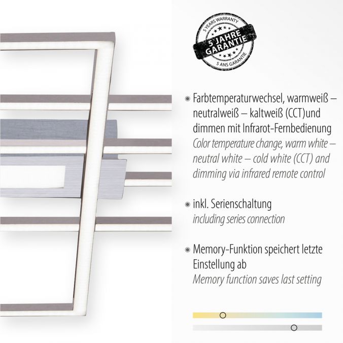 Paul Neuhaus LED Deckenlampe silberfarbig 99x29cm rechteckig dimmbar Downlight+Sidelight Super Rabatt