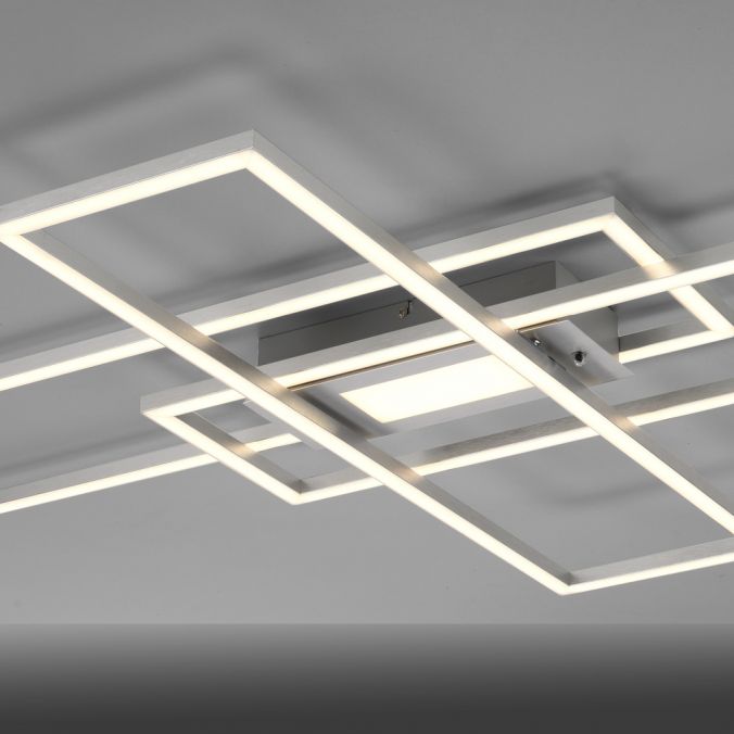 Paul Neuhaus LED Deckenlampe silberfarbig 99x29cm rechteckig dimmbar Downlight+Sidelight Super Rabatt