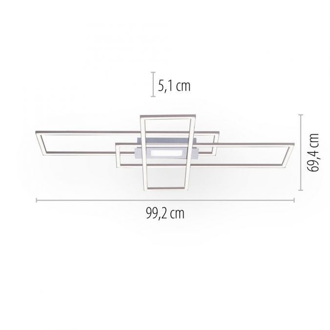 Paul Neuhaus LED Deckenlampe silberfarbig 99x29cm rechteckig dimmbar Downlight+Sidelight Super Rabatt