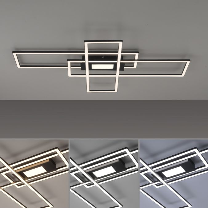 Paul Neuhaus LED Deckenleuchte, Wohnzimmer, schwarz, dimmbar, Fernbedienung Hotsell