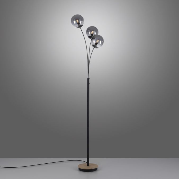 Paul Neuhaus LED Stehleuchte Holz rauchfarben Kippschalter IP20 Innenlampe Sonderangebot