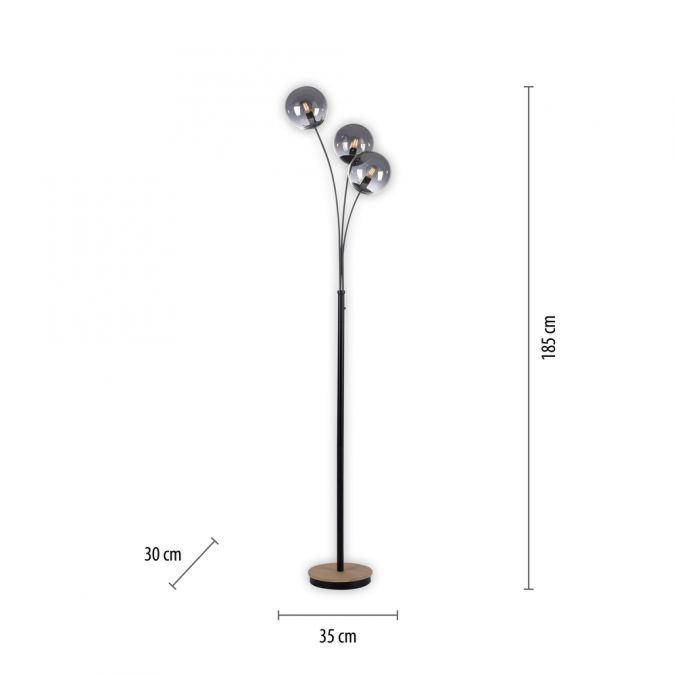 Paul Neuhaus LED Stehleuchte Holz rauchfarben Kippschalter IP20 Innenlampe Sonderangebot