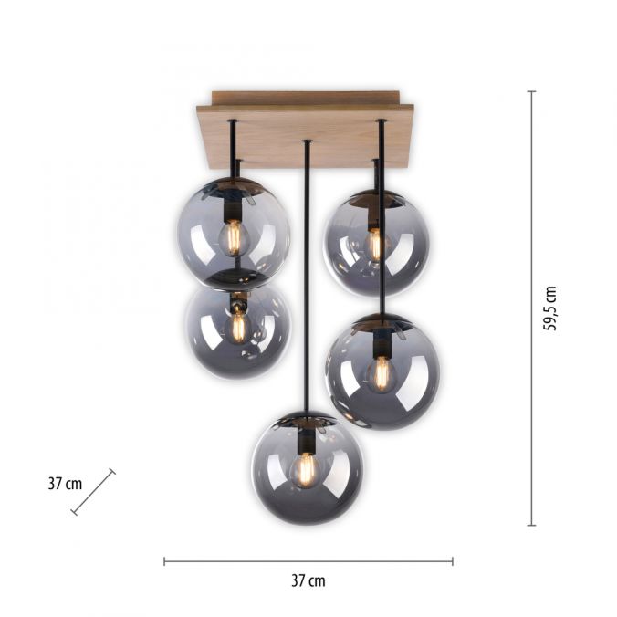 Paul Neuhaus LED Deckenleuchte 5 flammig Holz rauchfarben nachhaltig IP20 Rabatt