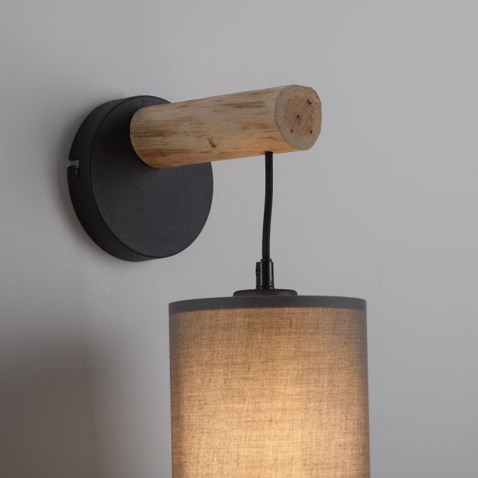 Paul Neuhaus LED Wandleuchte Echtholz 1 flammig Stoffschirm Landhaus Design Wohnlampe Großer Ausverkauf