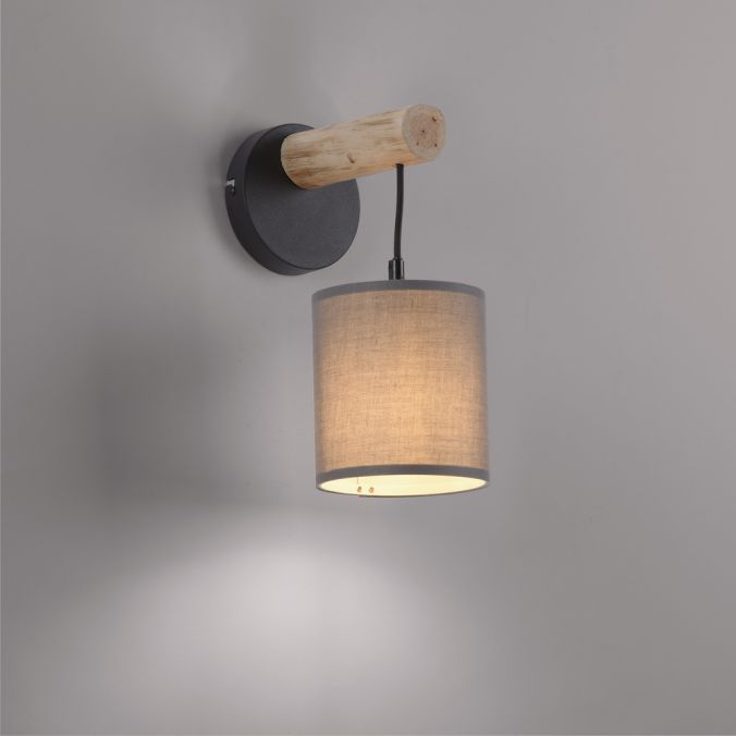 Paul Neuhaus LED Wandleuchte Echtholz 1 flammig Stoffschirm Landhaus Design Wohnlampe Großer Ausverkauf