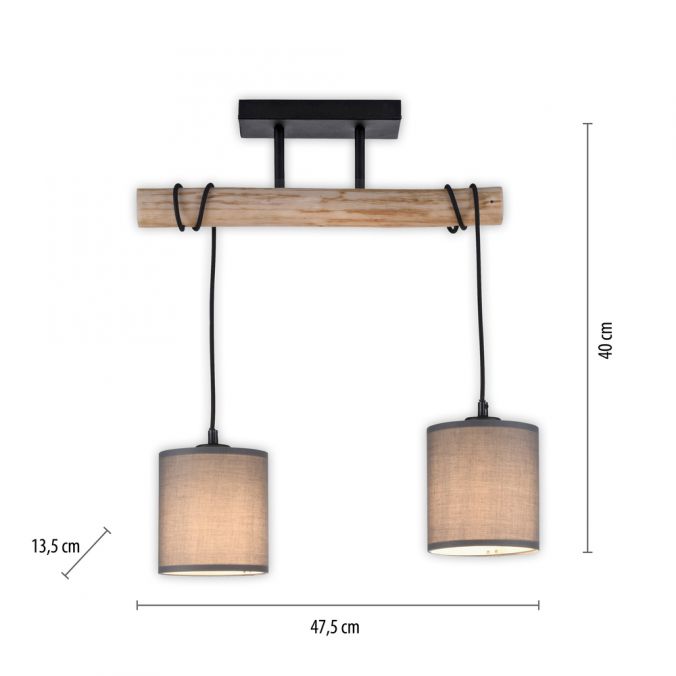 Paul Neuhaus LED Deckenleuchte Echtholz 2 flammig Stoffschirm Landhaus Design Wohnlampe Flash Sale