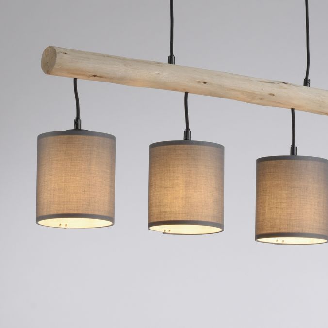 Paul Neuhaus LED Pendelleuchte Echtholz 1 flammig Stoffschirm Landhaus Design Wohnlampe Begrenztes Angebot