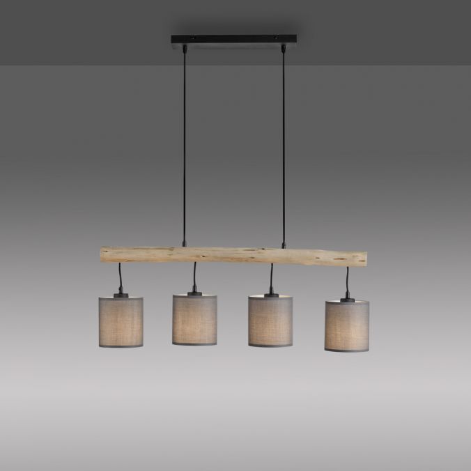 Paul Neuhaus LED Pendelleuchte Echtholz 1 flammig Stoffschirm Landhaus Design Wohnlampe Begrenztes Angebot