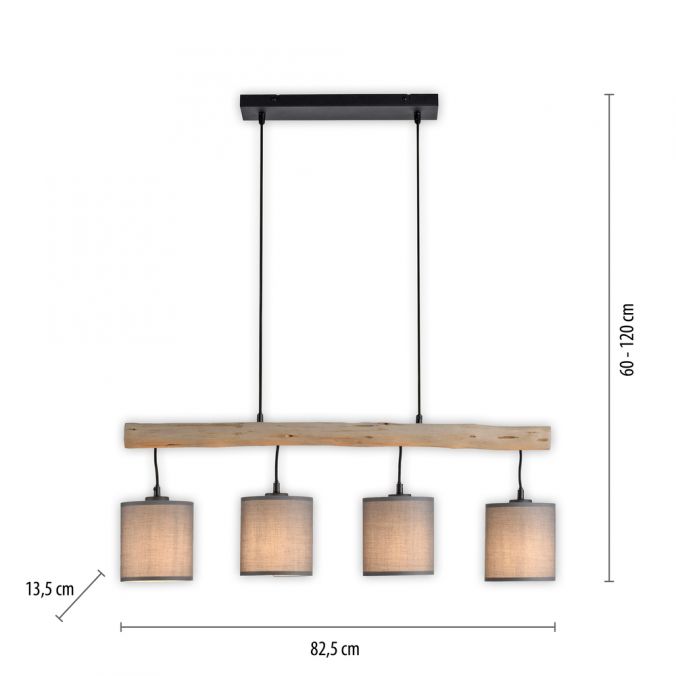 Paul Neuhaus LED Pendelleuchte Echtholz 1 flammig Stoffschirm Landhaus Design Wohnlampe Begrenztes Angebot