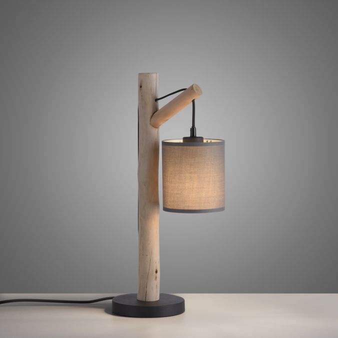 Paul Neuhaus LED Tischleuchte Echtholz 1 flammig Stoffschirm Landhaus Design Wohnlampe Online Shopping