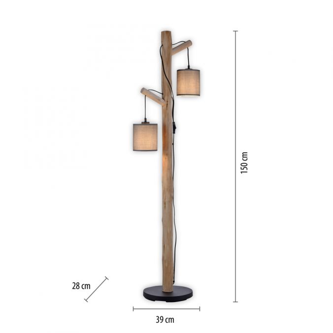 Paul Neuhaus LED Stehleuchte Echtholz 2 flammig Stoffschirm Landhaus Design Wohnlampe Exklusivangebot