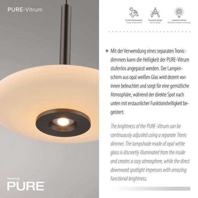 Paul Neuhaus Paul Neuhaus PURE Vitrum Pendelleuchte dunkel-braun-metall höhenverst Weihnachtsangebot