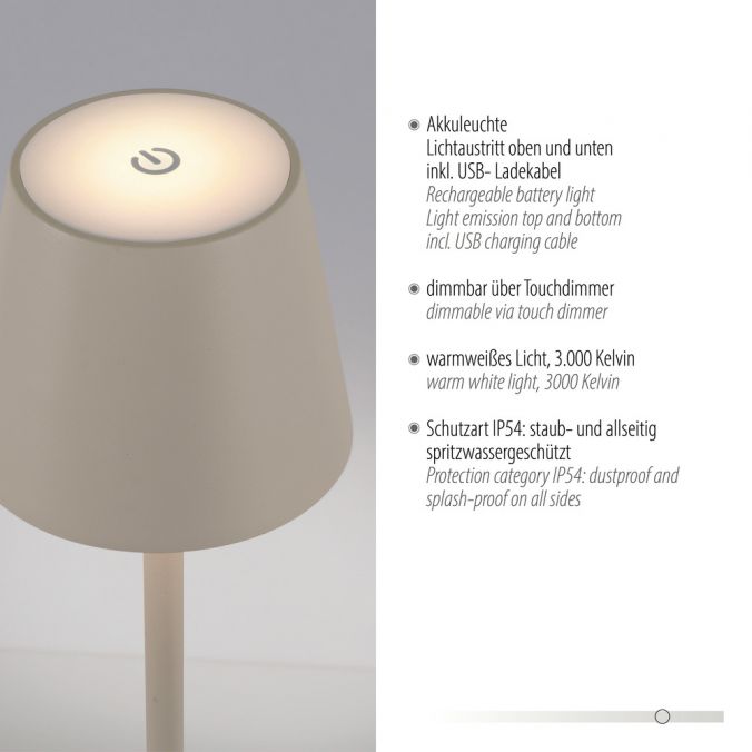 Paul Neuhaus Akku Tischleuchten 2er Set, beige (greige) Indoor, Outdoor, Camping Online Outlet