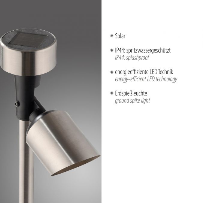 Paul Neuhaus LED Spießleuchte silber solarbetrieben spritzwasserschutz Wegelampe Große Rabatte
