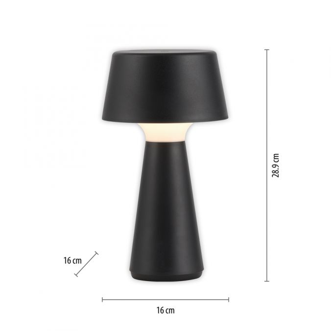 Paul Neuhaus LED Akkuleuchte Tischleuchte schwarz Touchdimmer IP54 USB Innen-Außenbereich Bestseller