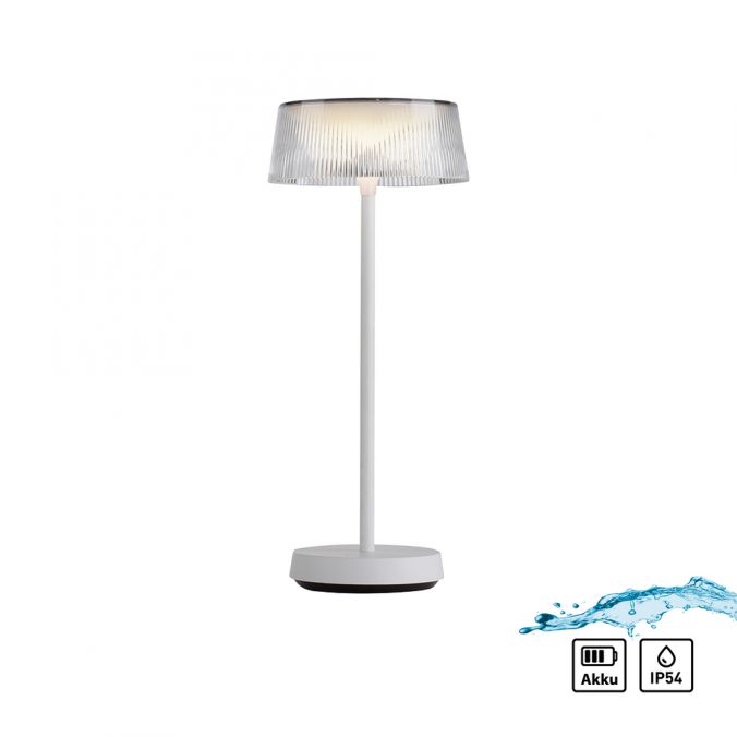 Paul Neuhaus Tischlampe Außenbereich weiß Akku Touchdimmer LED spritzwasserschutz IP44