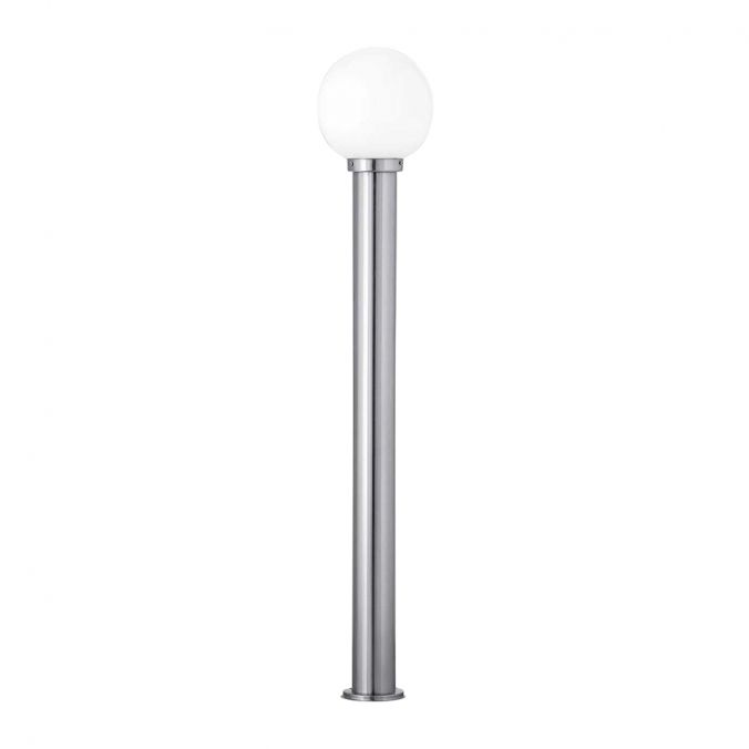 Paul Neuhaus Wegeleuchte, Kugelform, silber, 110cm Höhe, Opal, E27, Gartenleuchte