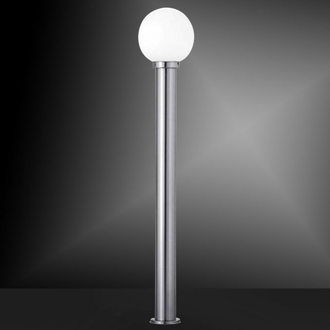 Paul Neuhaus Wegeleuchte, Kugelform, silber, 110cm Höhe, Opal, E27, Gartenleuchte Wochenangebot